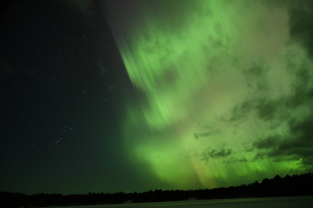 normally, aurora appear in the northern sky here (Lat: 45.5 deg.)